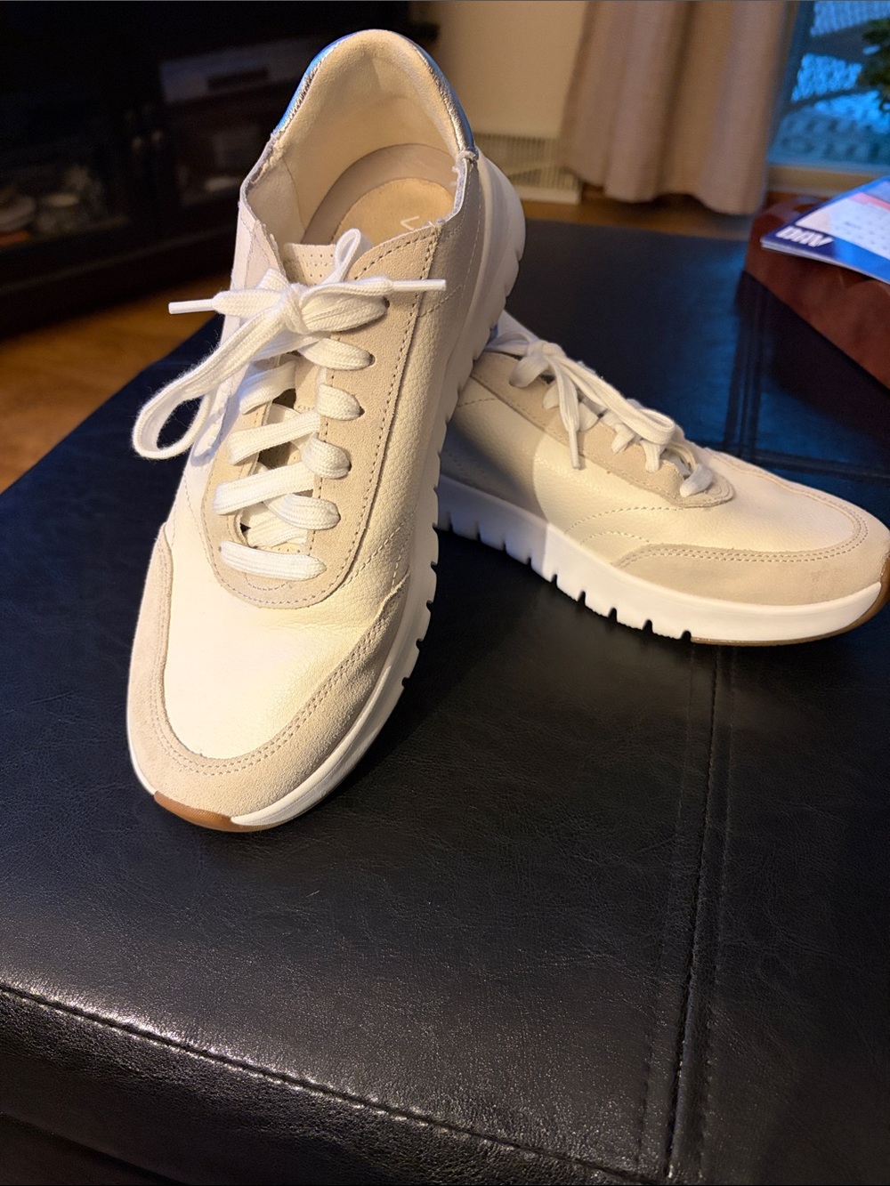 Vionic Women’s Lace-Up Sneakers in Cream.